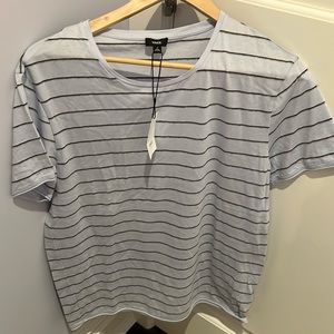 Vince Light Gray Striped Short Sleeve Tee